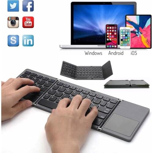 Bluetooth Foldable Wireless keyboard Rechargeable keyboard and mouse with Touchpad for Windows,Android,ios Tablet ipad Phone BT