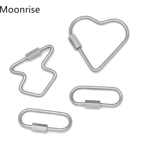 2Pcs Threaded Quick Link, Stainless Steel Oval Love Heart Locking Carabiner Clip Chain Connector Keychain Ring Buckle