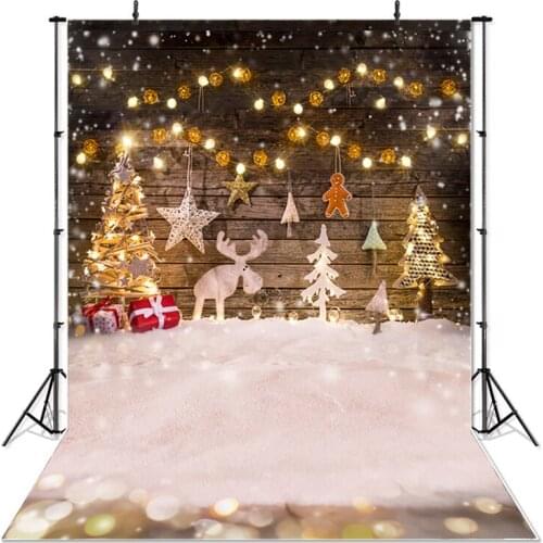 Christmas Tree Backdrop Snow White Photo Background Star Deer Baby Photography Backdrops For Photo Video Studio