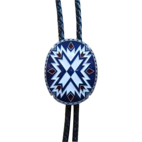 Retail New American Southwest Pattern Totem Oval Wedding Bolo Tie Leather Necklace Necktie Free Shipping BOLOTIE-WT117