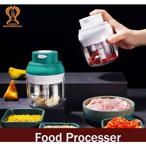 SHANGPEIXUAN Electric Garlic Masher Stainless Steel Garlic Processor Shredder USB Charging Onion Chopper Grinder Slicer Crusher