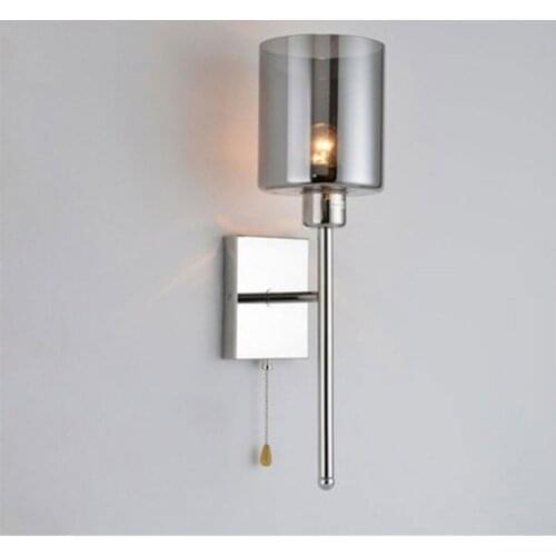 Modern Sconce Wall Lights Led Bulb Indoor Lighting Wall Mount Bedside Lamp with pull chain switch Glass shade Led Lamp Wall Lamp