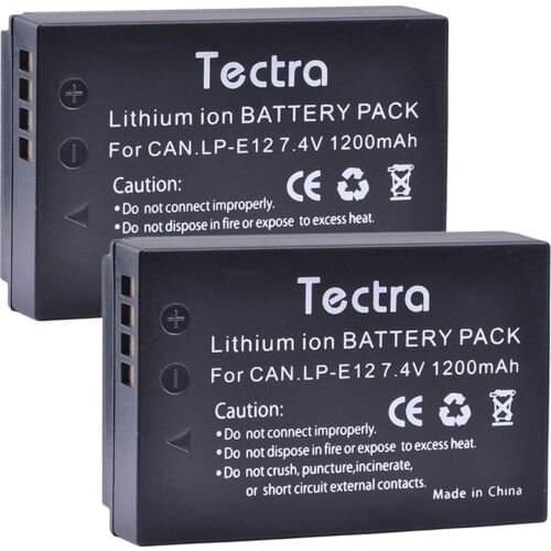 Tectra 2Pcs 1200mAh LP-E12 LPE12 LP E12 Battery for Canon EOS M EOS M10 M100 EOS Rebel SL1 EOS 100D Cameras