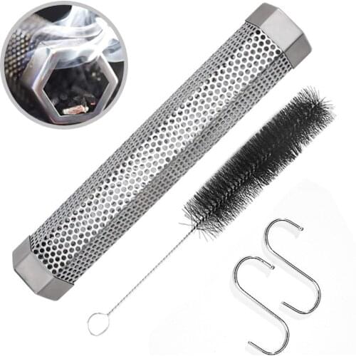 BBQ Billowing Smoker Tube Stainless Steel Grills Perforated Hexagonal Generator Billowing Smoker BBQ Accessories