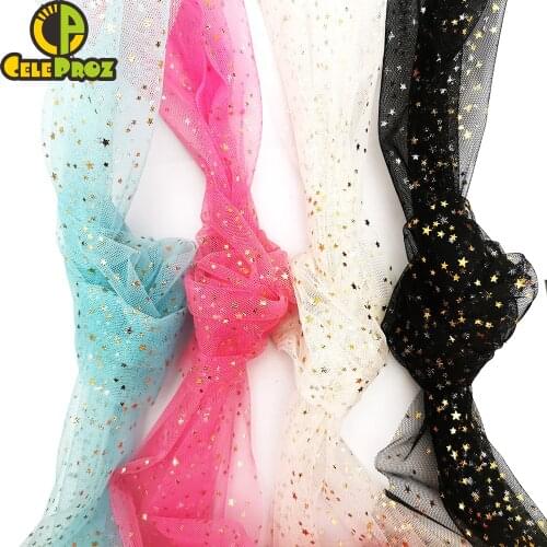 30cm Golden Star Tulle Fabric For Sewing Skirt Home Decor Table Runner Wedding Birthday Party Background Centerpiece Decoration