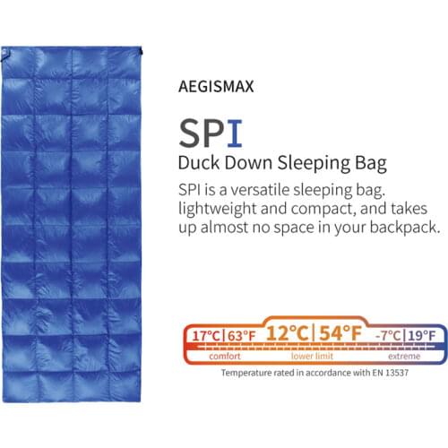 AEGISMAX SPI Outdoor Camping Ultralight 650FP White Duck Down Three Season Envelope Type Sleeping Bag
