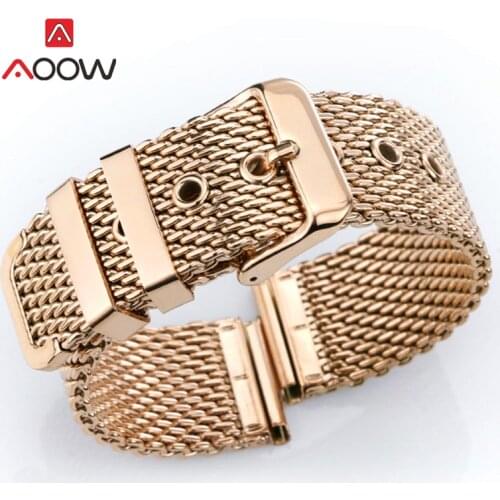 Universal Milanese Loop Band Stainless Steel Strap 18mm 20mm 22mm 24mm Men Women Rose Gold Metal Replacement Watchband Bracelet