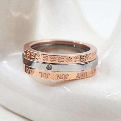 Rose gold color stainless steel rotatable rings for women, fashion new anillos mujer joias bague femme aneis femininos jewelry