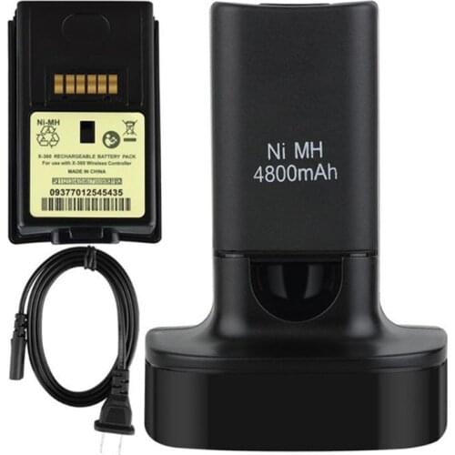 Dual Charger Charging Dock Station with Rechargeable Battery for X-box 360 Game Controller US/EU Plug Power Cord