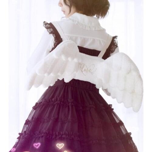 GIRLS WOMEN STUDENT Sweet Lolita Angel Wings, Shoulder Pack Lolita, Soft Sister Fairy White Backpack WXL