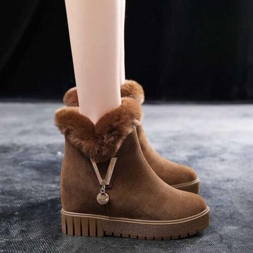 Winter Non-slip Snow Boots Womens Plus Velvet Warm Ankle Boots Fashion Casual Platform Sneakers Black Brown Ladies Cotton Shoes