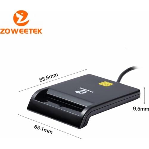 Zoweetek 12026-1 EMV USB Smart Card Reader Writer DOD Military USB Common Access CAC Smart Card Reader For SIM /ATM/IC/ID Card