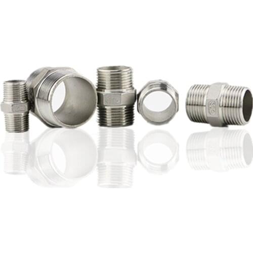 1/2" BSP Male to Male Thread Hex Nipple Threaded Reducer Pipe Fitting Stainless Steel 201