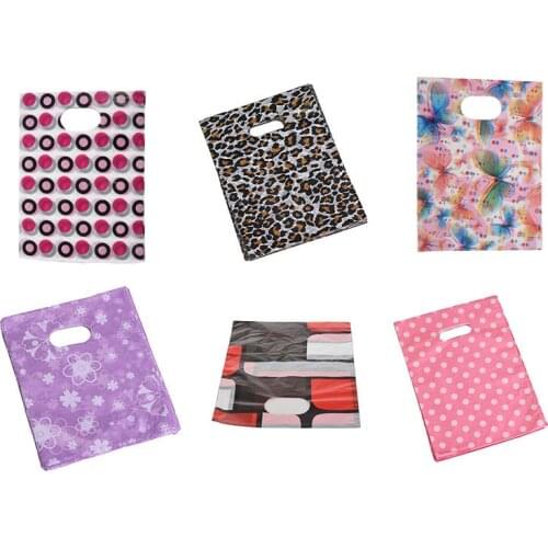 100Pcs Pretty Mini Mixed Pattern Plastic Jewelry Gift Bag Shopping Pouch 20*15CM