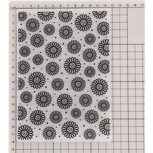 15x15 Daisy Flowers Embossing Folders Plastic Halloween Scrapbooking DIY Template Fondant Cake Photo Album Christmas Card Making