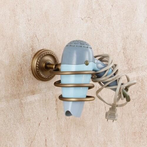 2015 Limited Prateleira Fashion Antique Copper Carved Hair Dryer Rack Bathroom Hardware American Wall Storage Cylinder Shelf