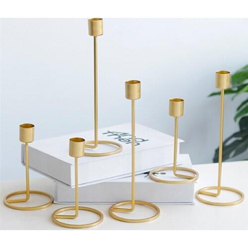 2020 Fashion New Candle Holder Golden Decorative Candlestick Tools Classic Retro Style Solid Ornaments for Wedding Dinning Party