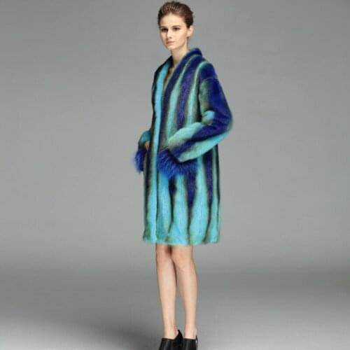 2017 Brand luxury women natural mink fur jacket long style With sashes elegant lady high quality winter Fashion color fur coat