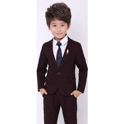 Boys Formal Tuxedo Suit Gentleman Wedding Party Blazer + Pants +Tie 3pcs Clothing Set Children Kids Prom Performance Costume