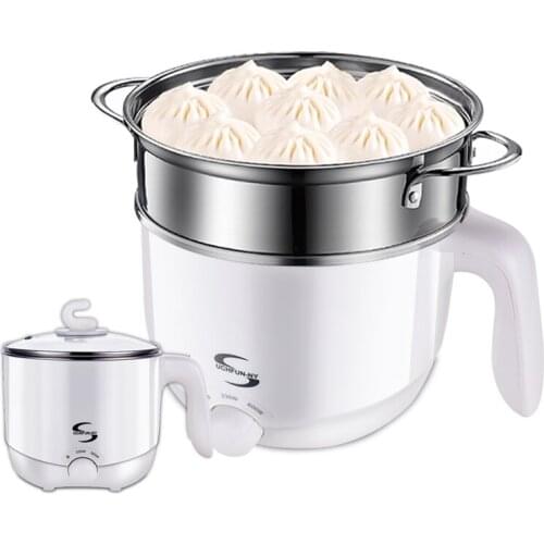 600W 110V travel electric cooker with steam basket fry hotpot stew electric skillet