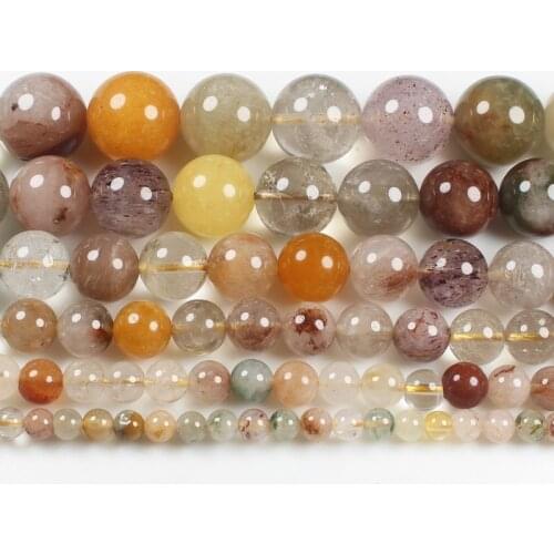 Natural Multicolor Rutilated Quartz 4-14mm Round Beads 15inch ,Wholesale For DIY Jewellery Free Shipping