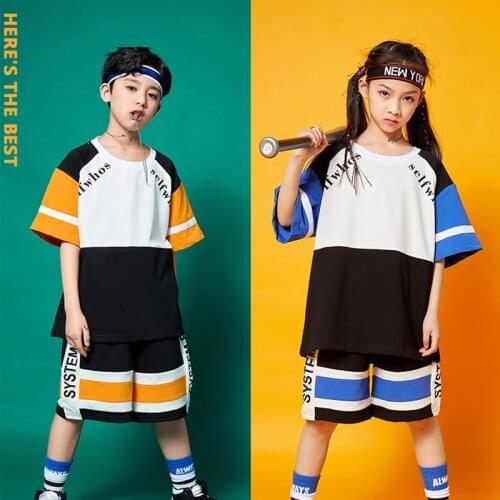 Kids Boys Girls Street Dance Hip Hop Performance Stage Wear Cheerleaders Team Service Jazz Dancing Competition Costumes YS1312