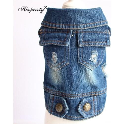 2019 Dog Jeans Spring Summer Cowboy Dog Pet Clothes Chihuahua Teddy Double Bags Design Hole Denim Cat Vest For Small Dogs 10A