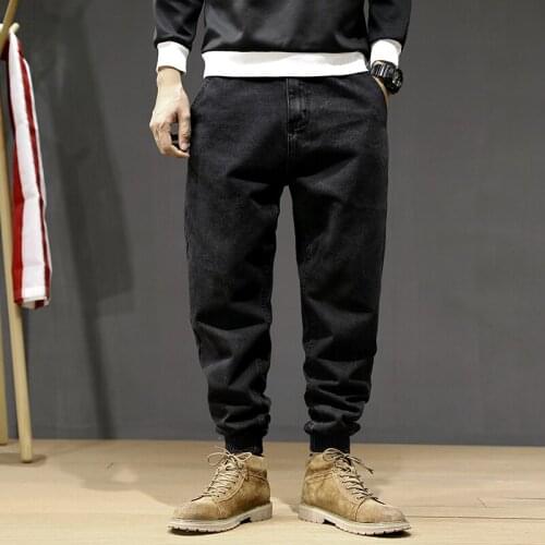 Men Jeans Blue Loose Fit Spliced Harem Jeans Fashion Streetwear Homme Cargo Pants Slack Bottom Designer Hip Hop Jogger Jeans Men