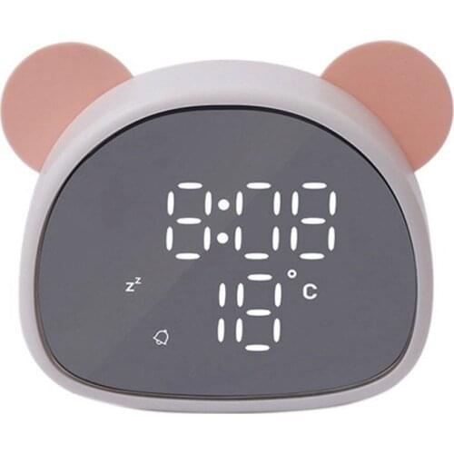 Electronic Digital Alarm Clock Cartoon Panda Mirror Clock Snooze Voice Recording Home Decor for Childrens Gift