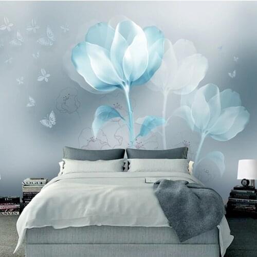 Photo Wallpaper Modern Abstract Transparent Floral Butterfly Mural Wall Paper Living Room Bedroom Art Home Decor Papel De Parede