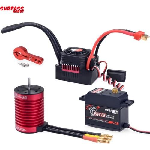 KK Waterproof Combo F540 4370KV Brushless Motor w/ 45A Brushless ESC + S0600M 6KG Servo for 1/10 RC Car / Tamiya Axial Redcat