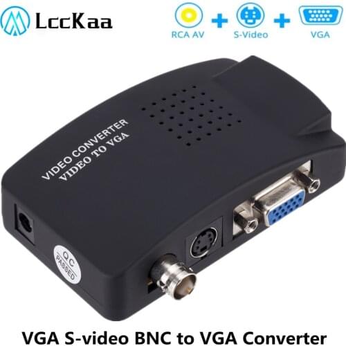 LccKaa BNC VGA S-video to VGA Video Converter VGA Out Adapter BNC to VGA Converter Composite Digital Switch Box With DC Cable