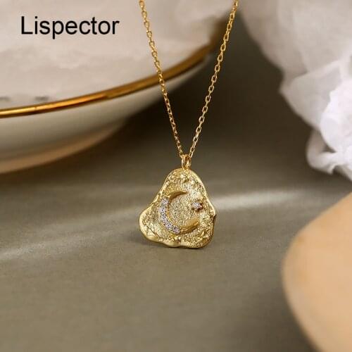Lispector 925 Sterling Silver Irregular Zircon Crescent Moon Pendant Necklace for Women Luxury Chain Necklaces Female Jewelry
