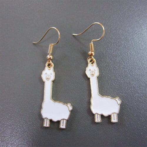 Cartoon alpaca earrings , alloy drop oil ins Tiny llama earrings Alpaca Gift,Dainty Earrings, Minimalist Earrings, Womens Gift