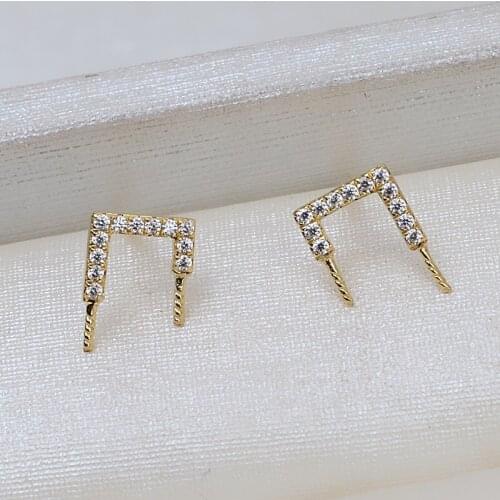 Genuine 18K Yellow Gold Music Shape Earrings Findings and Component AU750 Jewelry Stud Earrings Women Nice Gift
