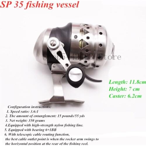New stainless steel metal fishing reel 6+1bb inner line closed wheel sp35 telescopic handle handbrake fishing reel