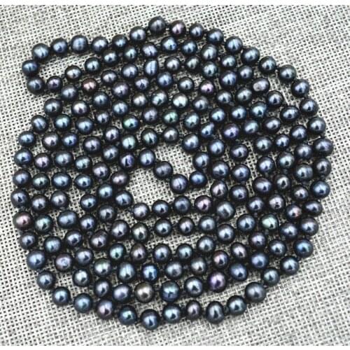 New 7-8mm Black real akoya Tahiti Cultured Pearl Necklace 50inch AA