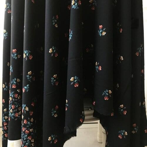 One meter High quality elastic linen yarn fabric Flower printing tissu Dress robe shirt cheongsam material