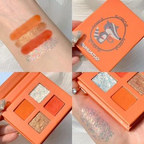 Eye Shadow Palette 4 Color Eyeshadow Matte Shimmer Glitter Pigmented Makeup Eye Shadow Waterproof Long-lasting Cosmetic TSLM1