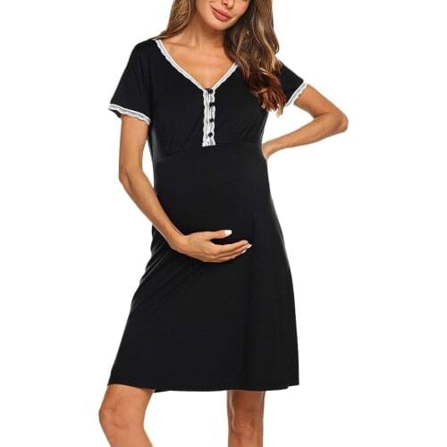 Sexy Maternity Clothes Womens Maternity Short Sleeve Nursing Dress Breastfeeding Nightshirts Clothes Zwangerschaps Kleding 2021