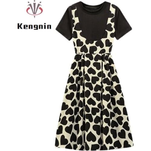 Oversized Dresses Summer Dress Woman 2021 New Loose Patchwork Black Dresses Short Sleeve T-Shirt Dress Female Dresses KE1348