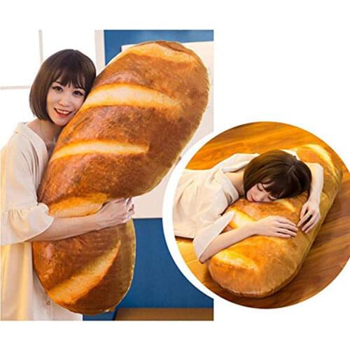 60cm/80cm 3D Plush Pillow Cushion Gift Soft Stuffed Backrest Toys Birthday Funny Simulated Snack Bread Shape for Home Decor
