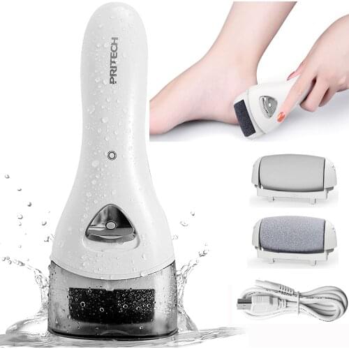 PRITECH 1138 Electric Feet Callus Removers Rechargeable Foot File with 3 Grinding Heads Waterproof Foot Care Tool