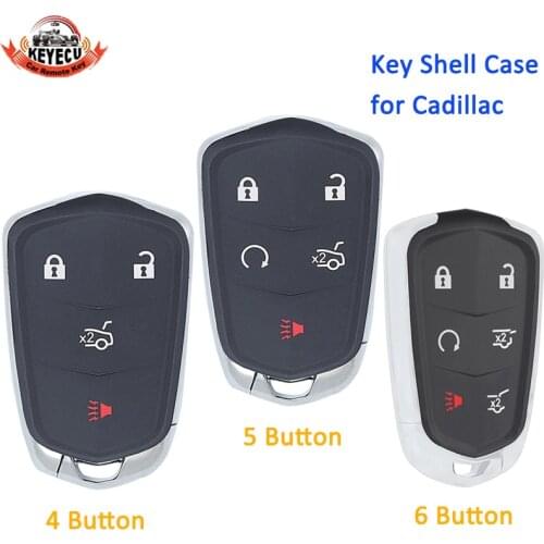 KEYECU Replacement Remote Car Key Shell Case Fob 5 Button for Cadillac XTS 2015-2016 +Insert Uncut Blade, P/N:13580811/13594024