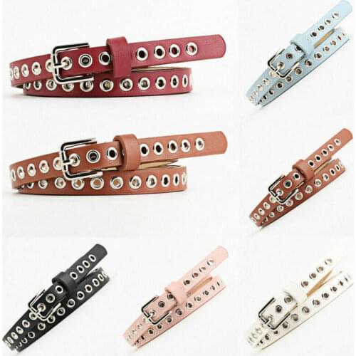 Womens Rivet Belt Lady Girl Leather Boho Metal Buckle Waistband Vintage Gift Casual Studded Single Grommet Holes Waist Chain