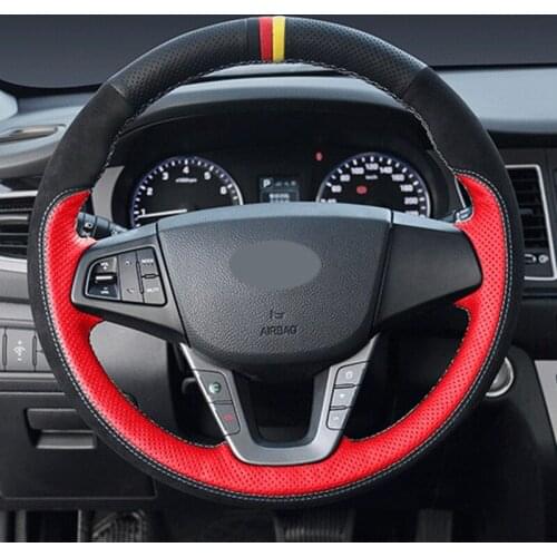 DIY for Hyundai Mistra 2013 2014 Black Artificial Leather Hand-stitched Car Steering Wheel Cover car accessories Auto interior