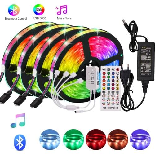 Bluetooth Control DC12V 5050 RGB LED Strip Light US/EU/UK/AU Set 30Leds/m Waterproof Flexible LED Lights