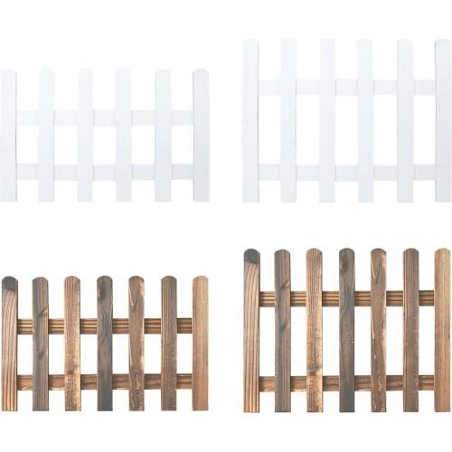 Solid Wooden Picket Fences Miniature Fairy Carbonized Wood Lawn Fence For Garden Home Courtyard Decoration