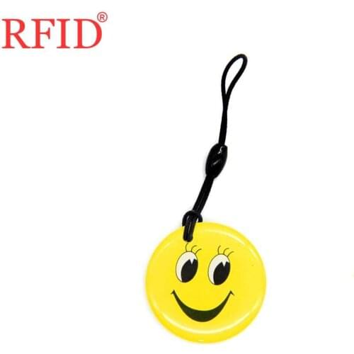 UID S50 1K 13.56Mhz Changeable Rewritable NFC Card Token Tag RFID Key Card Dropping Glue Smiling Face Keyfobs Keychain Token Tag