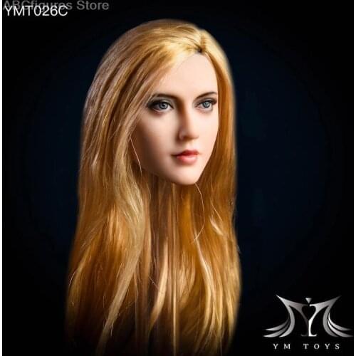 In Stock YMTOYS YMT026 1/6 Scale Female Head Sculpt Woman Brown Golden Hair Anna Head Carved For 12'' Pale Female Body